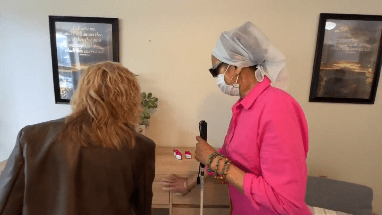 Woman left blind after attack receives new furniture